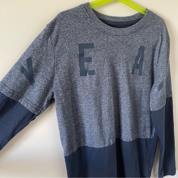 Boys Layered-Look Long Sleeve Printed T-Shirt - Navy Blue - Picture 4 of 9